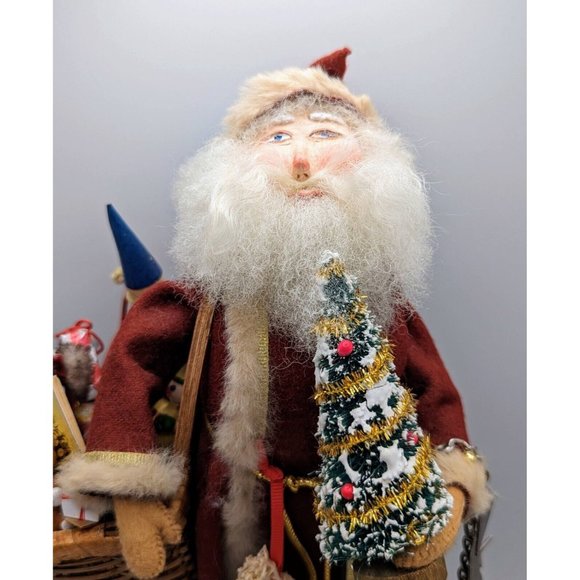 Handmade Red Santa With Toys Vintage Figurine Statue Crafted Luci Isaacs 1987 - Picture 2 of 7